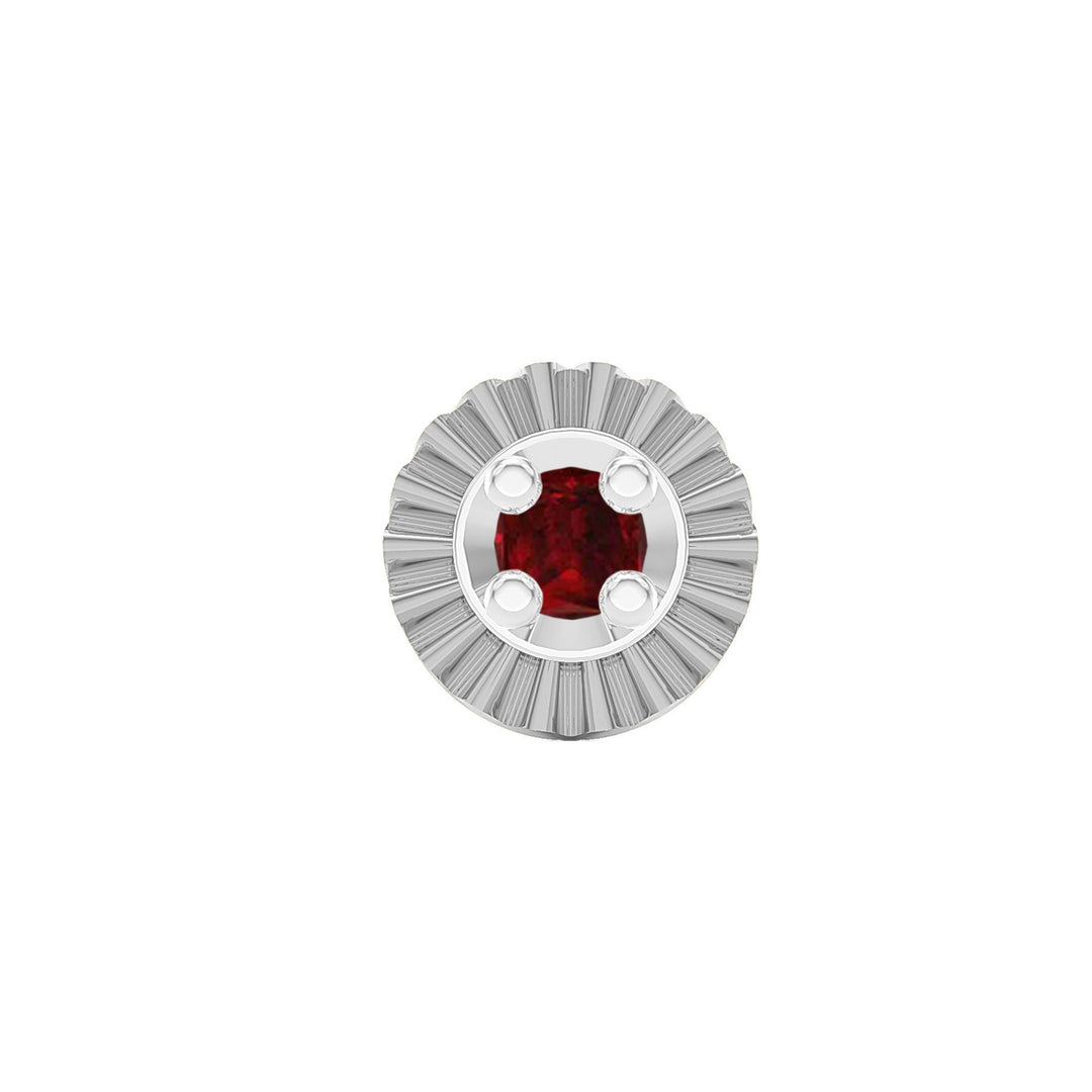 925 sterling silver Sparkling Nose Pin with ruby red stone Front view#metal_sterling-silver#stone-colour_ruby-red