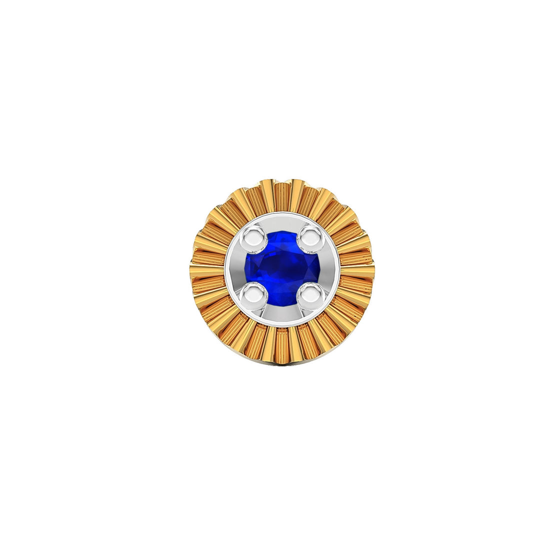 925 sterling silver gold plated Sparkling Nose Pin with sapphire blue stone Front view#metal_gold-plated#stone-colour_sapphire-blue