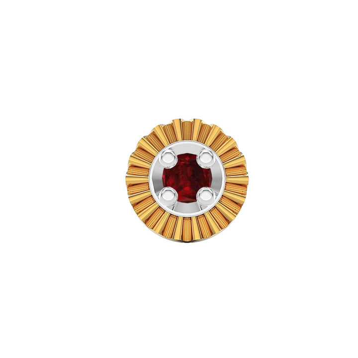 925 sterling silver gold plated Sparkling Nose Pin with ruby red stone Front view#metal_gold-plated#stone-colour_ruby-red