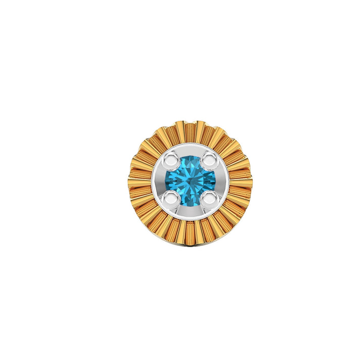 925 sterling silver gold plated Sparkling Nose Pin with topaz blue stone Front view#metal_gold-plated#stone-colour_topaz-blue