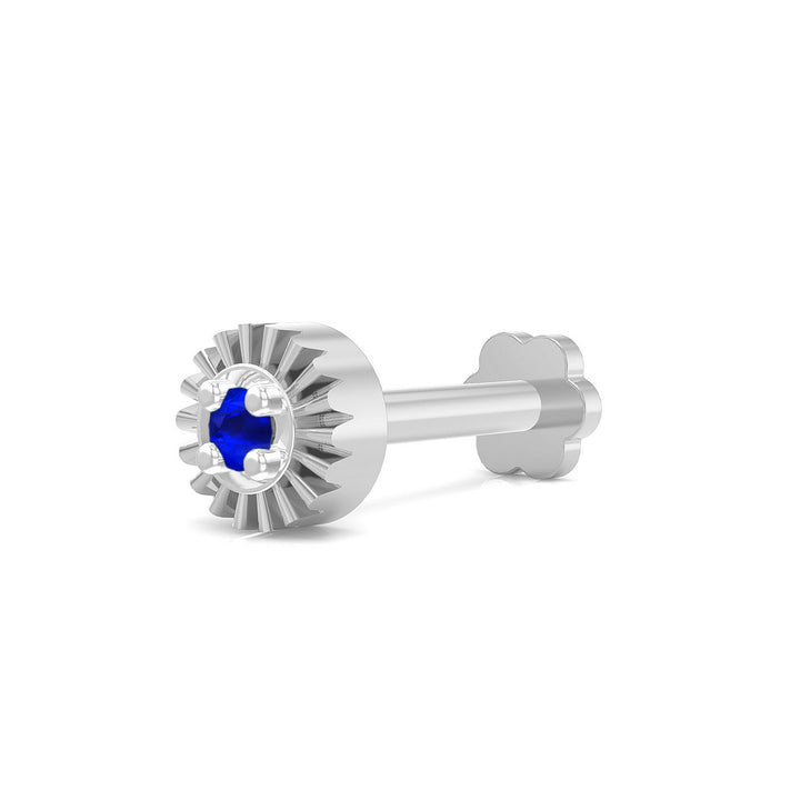 925 sterling silver Sparkling Nose Pin with sapphire blue stone Main view#metal_sterling-silver#stone-colour_sapphire-blue