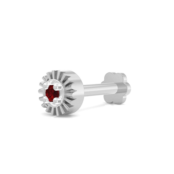 925 sterling silver Sparkling Nose Pin with ruby red stone Main view#metal_sterling-silver#stone-colour_ruby-red