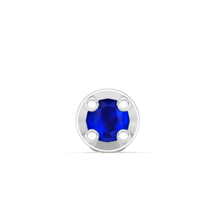 925 sterling silver Minimalist Nose Pin with sapphire blue stone Front view#metal_sterling-silver#stone-colour_sapphire-blue