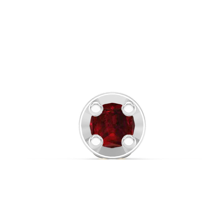 925 sterling silver Minimalist Nose Pin with ruby red stone Front view#metal_sterling-silver#stone-colour_ruby-red