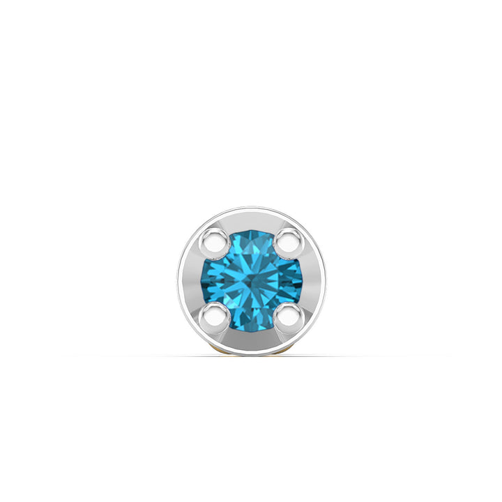 925 sterling silver gold plated Minimalist Nose Pin with topaz blue stone Front view#metal_gold-plated#stone-colour_topaz-blue