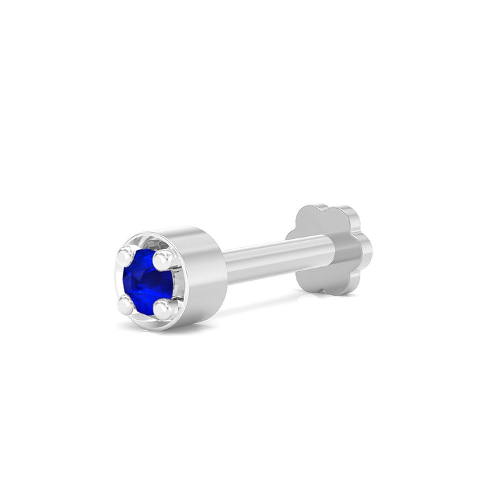 925 sterling silver Minimalist Nose Pin with sapphire blue stone Main view#metal_sterling-silver#stone-colour_sapphire-blue