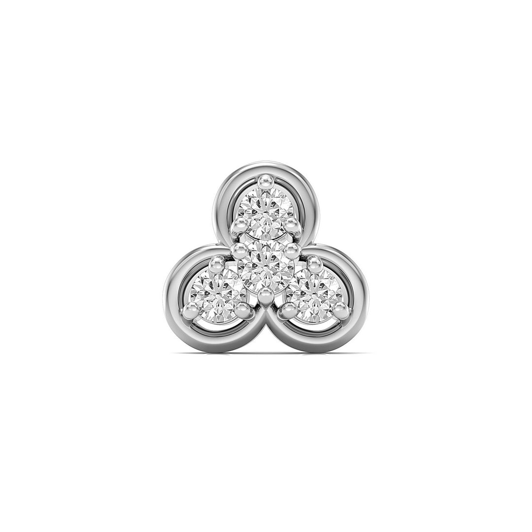 925 sterling silver Clover Nose Pin with cubic zirconia stone Front view#metal_sterling-silver#stone-colour_cubic-zirconia