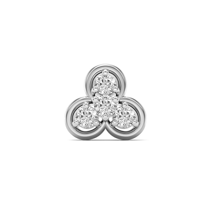 925 sterling silver Clover Nose Pin with cubic zirconia stone Front view#metal_sterling-silver#stone-colour_cubic-zirconia