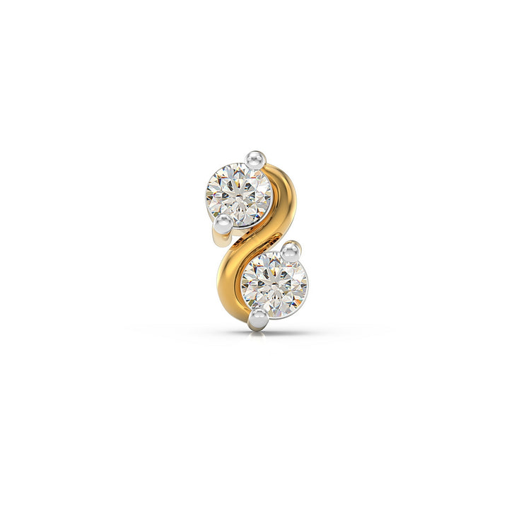 925 sterling silver gold plated Infinity Nose Pin with cubic zirconia stone Front view#metal_gold-plated#stone-colour_cubic-zirconia