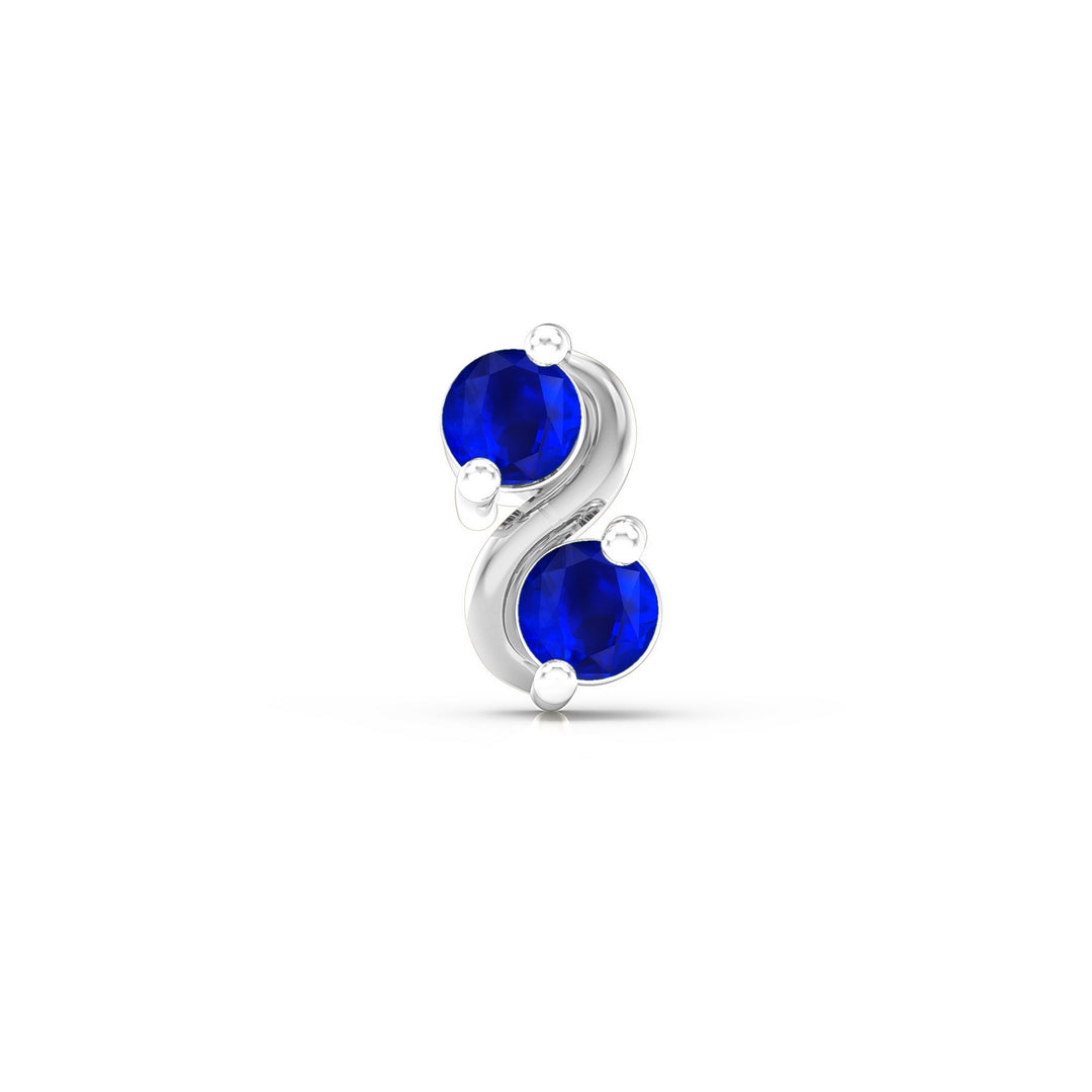 925 sterling silver Infinity Nose Pin with sapphire blue stone Front view#metal_sterling-silver#stone-colour_sapphire-blue