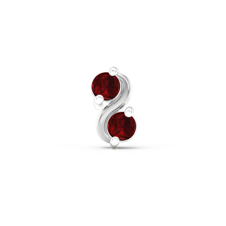 925 sterling silver Infinity Nose Pin with ruby red stone Front view#metal_sterling-silver#stone-colour_ruby-red