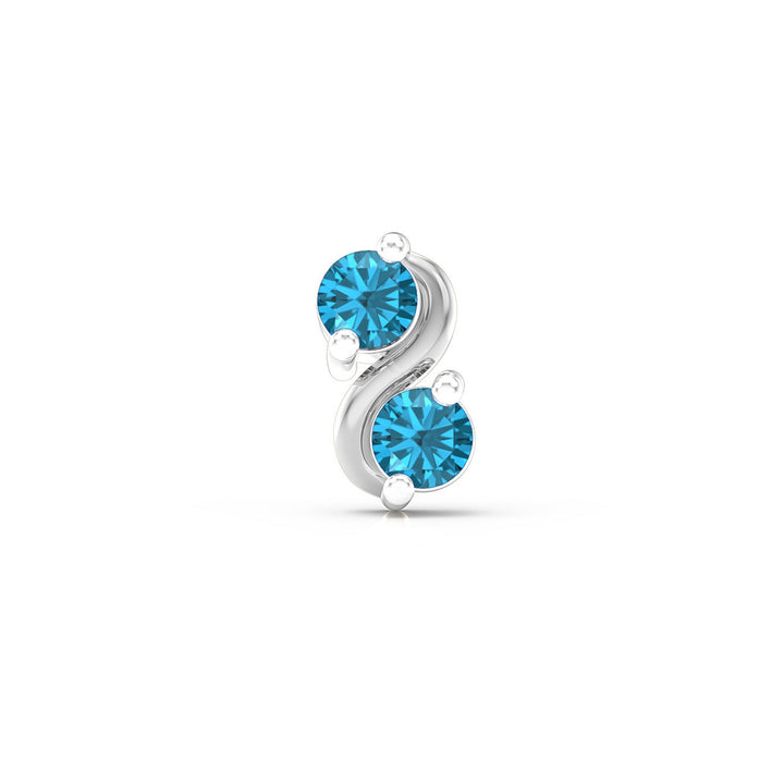 925 sterling silver Infinity Nose Pin with topaz blue stone Front view#metal_sterling-silver#stone-colour_topaz-blue