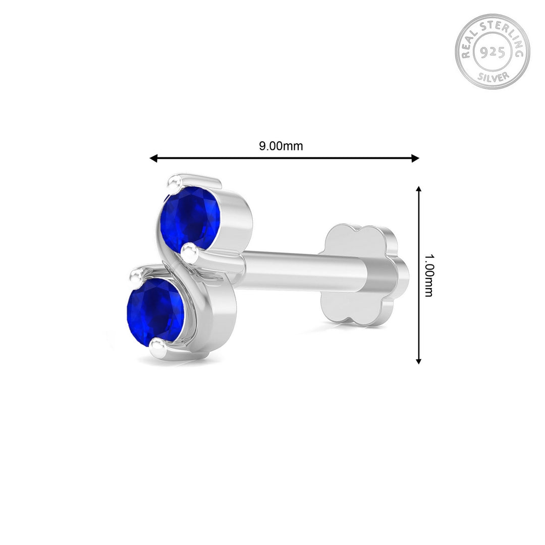 925 sterling silver Infinity Nose Pin with sapphire blue stone Measurement#metal_sterling-silver#stone-colour_sapphire-blue