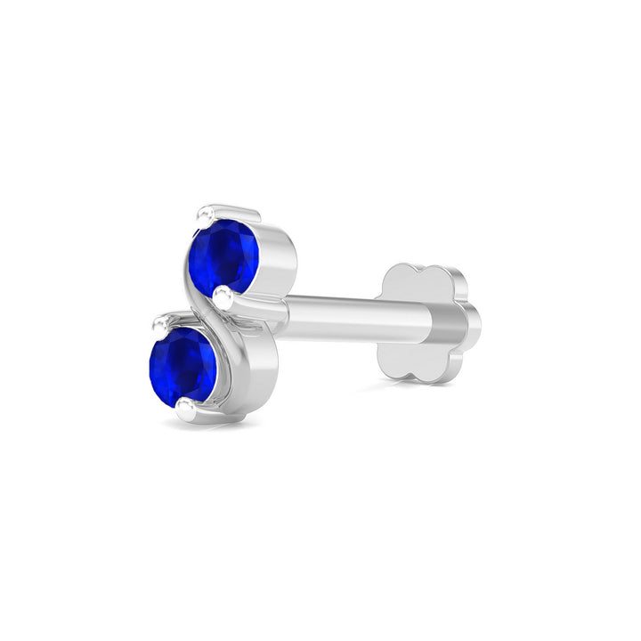 925 sterling silver Infinity Nose Pin with sapphire blue stone Main view#metal_sterling-silver#stone-colour_sapphire-blue