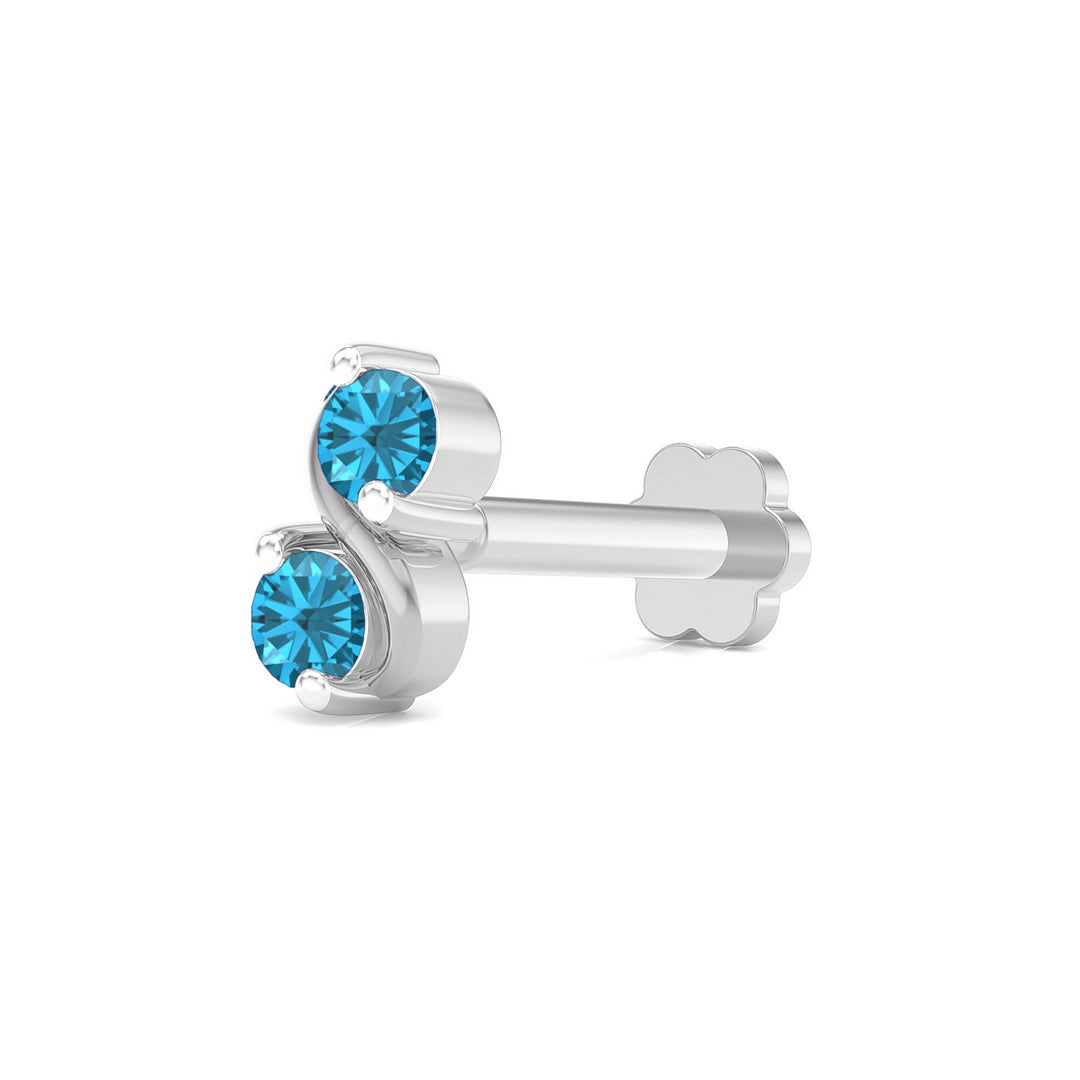 925 sterling silver Infinity Nose Pin with topaz blue stone Main view#metal_sterling-silver#stone-colour_topaz-blue