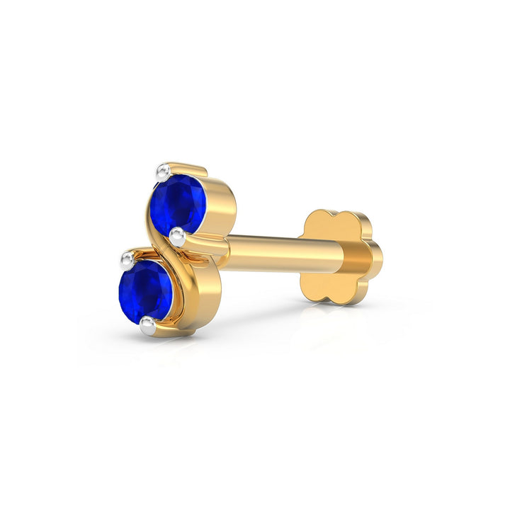 925 sterling silver gold plated Infinity Nose Pin with sapphire blue stone Main view#metal_gold-plated#stone-colour_sapphire-blue