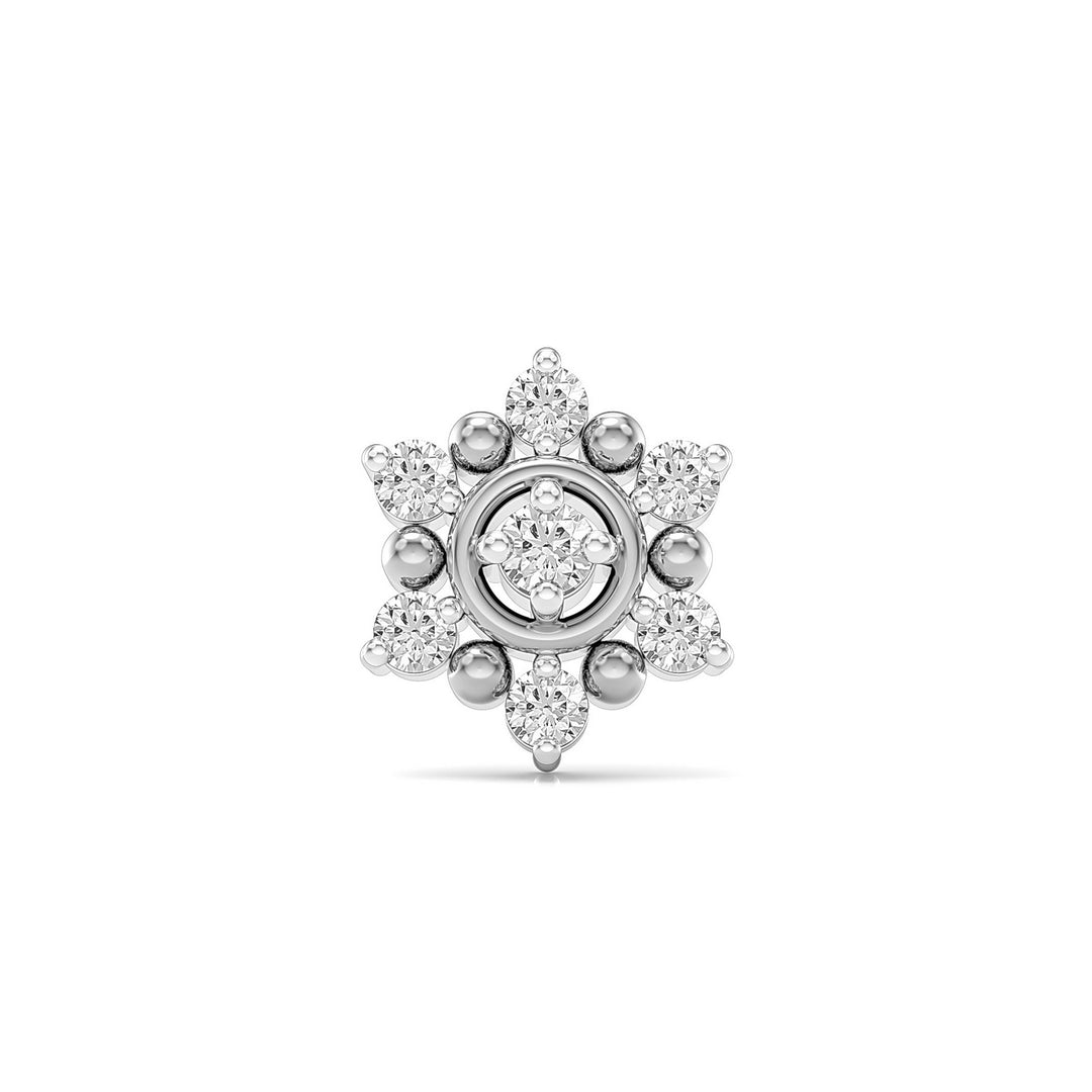 925 sterling silver Halo Nose Pin with cubic zirconia stone Front view#metal_sterling-silver#stone-colour_cubic-zirconia