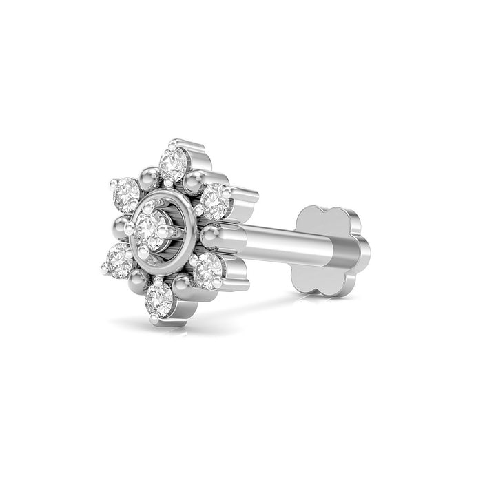 925 sterling silver Halo Nose Pin with cubic zirconia stone Main view#metal_sterling-silver#stone-colour_cubic-zirconia