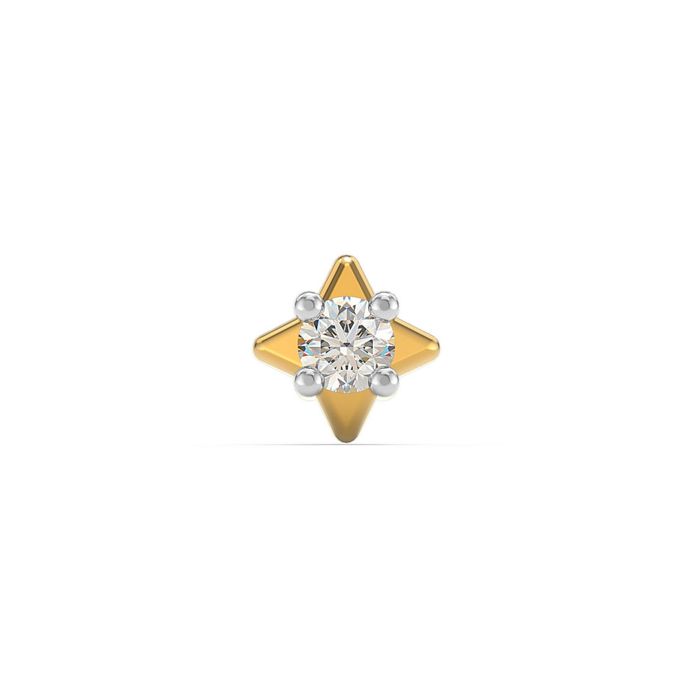 925 sterling silver gold plated Star Nose Pin with cubic zirconia stone Front view#metal_gold-plated#stone-colour_cubic-zirconia