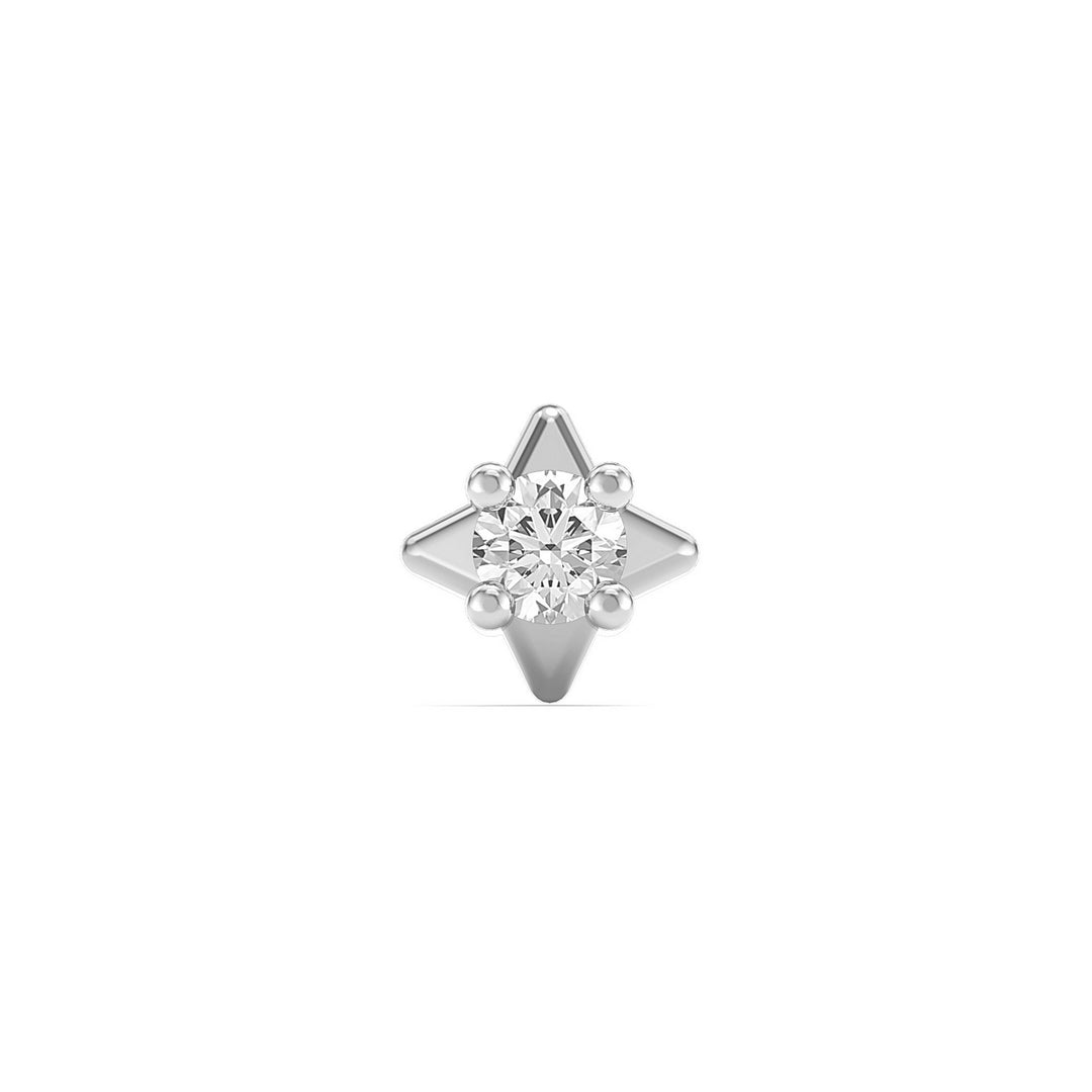 925 sterling silver Star Nose Pin with cubic zirconia stone Front view#metal_sterling-silver#stone-colour_cubic-zirconia