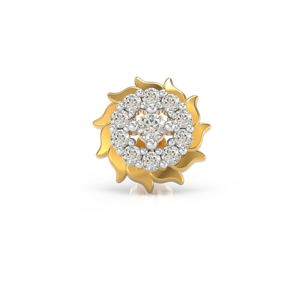 925 sterling silver gold plated Sun Nose Pin with cubic zirconia stone Front view#metal_gold-plated#stone-colour_cubic-zirconia