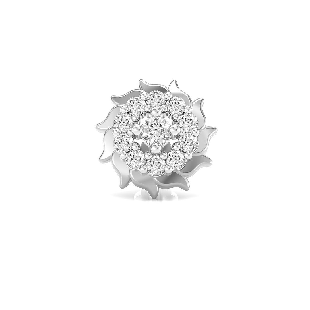 925 sterling silver Sun Nose Pin with cubic zirconia stone Front view#metal_sterling-silver#stone-colour_cubic-zirconia