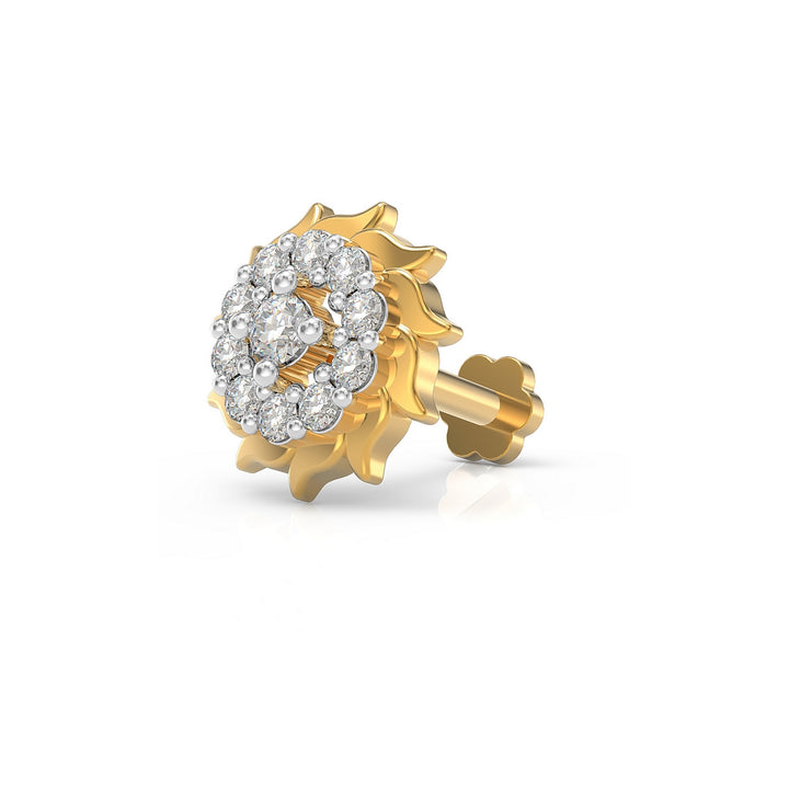 925 sterling silver gold plated Sun Nose Pin with cubic zirconia stone Main view#metal_gold-plated#stone-colour_cubic-zirconia