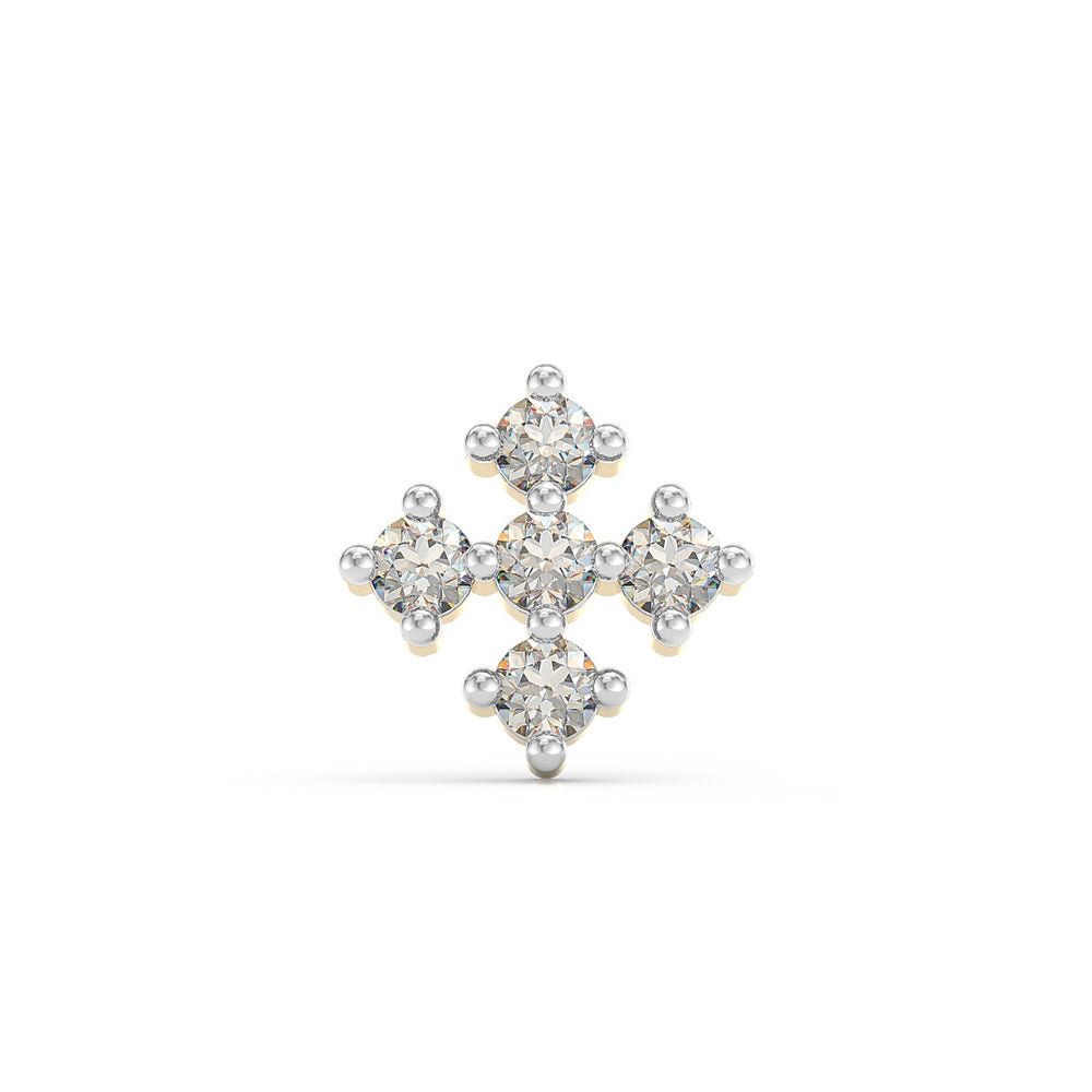 925 sterling silver gold plated Compass Nose Pin with cubic zirconia stone Front view#metal_gold-plated#stone-colour_cubic-zirconia