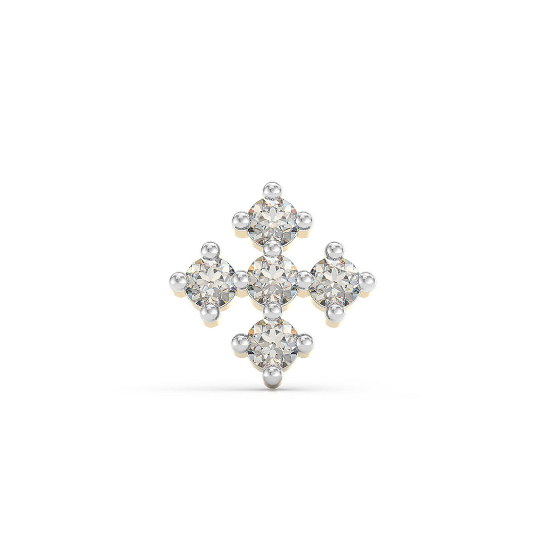 925 sterling silver gold plated Compass Nose Pin with cubic zirconia stone Front view#metal_gold-plated#stone-colour_cubic-zirconia