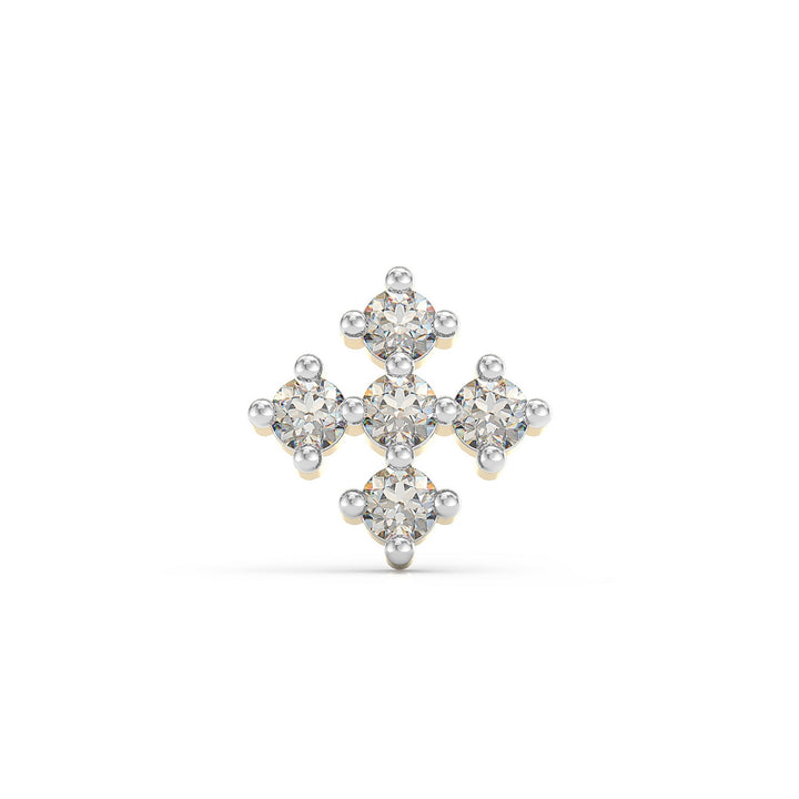 925 sterling silver gold plated Compass Nose Pin with cubic zirconia stone Front view#metal_gold-plated#stone-colour_cubic-zirconia