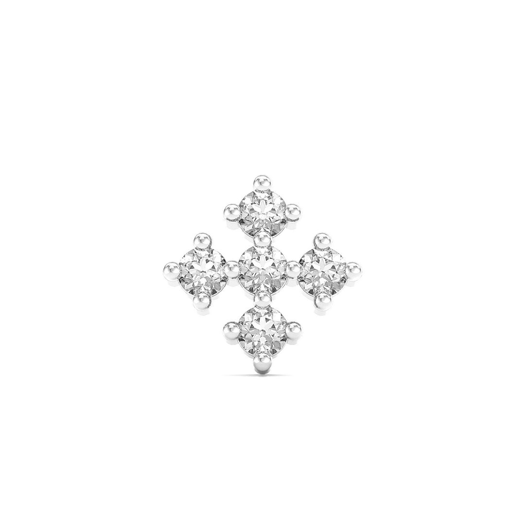 925 sterling silver Compass Nose Pin with cubic zirconia stone Front view#metal_sterling-silver#stone-colour_cubic-zirconia