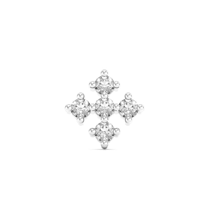 925 sterling silver Compass Nose Pin with cubic zirconia stone Front view#metal_sterling-silver#stone-colour_cubic-zirconia