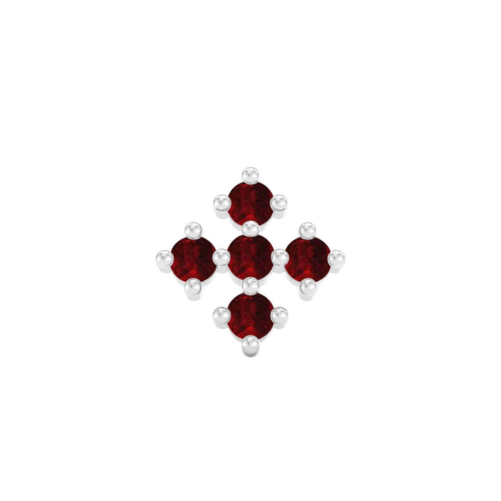 925 sterling silver Compass Nose Pin with ruby red stone Front view#metal_sterling-silver#stone-colour_ruby-red