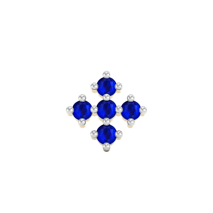 925 sterling silver gold plated Compass Nose Pin with sapphire blue stone Front view#metal_gold-plated#stone-colour_sapphire-blue