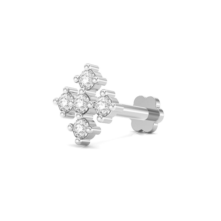 925 sterling silver Compass Nose Pin with cubic zirconia stone Main view#metal_sterling-silver#stone-colour_cubic-zirconia