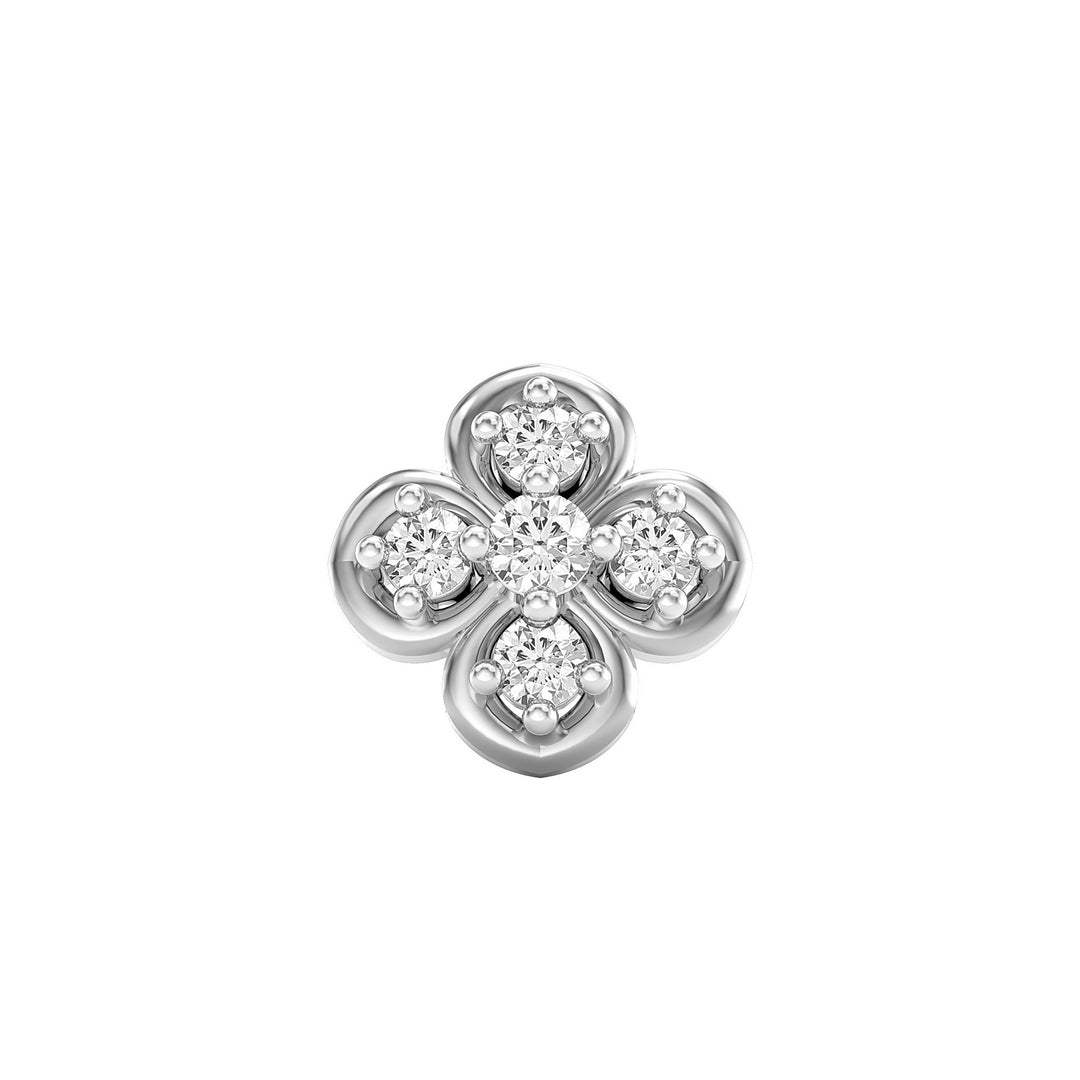 925 sterling silver Petal Nose Pin with cubic zirconia stone Front view#metal_sterling-silver#stone-colour_cubic-zirconia