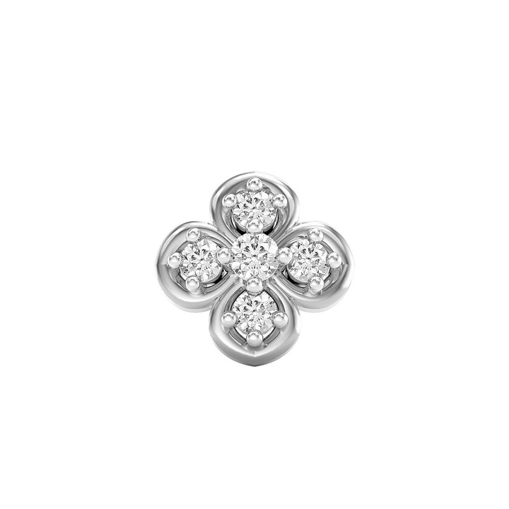 925 sterling silver Petal Nose Pin with cubic zirconia stone Front view#metal_sterling-silver#stone-colour_cubic-zirconia