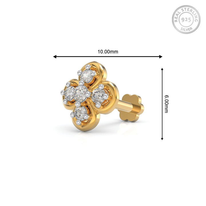 925 sterling silver gold plated Petal Nose Pin with cubic zirconia stone Measurement#metal_gold-plated#stone-colour_cubic-zirconia