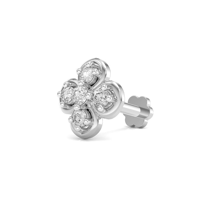 925 sterling silver Petal Nose Pin with cubic zirconia stone Main view#metal_sterling-silver#stone-colour_cubic-zirconia