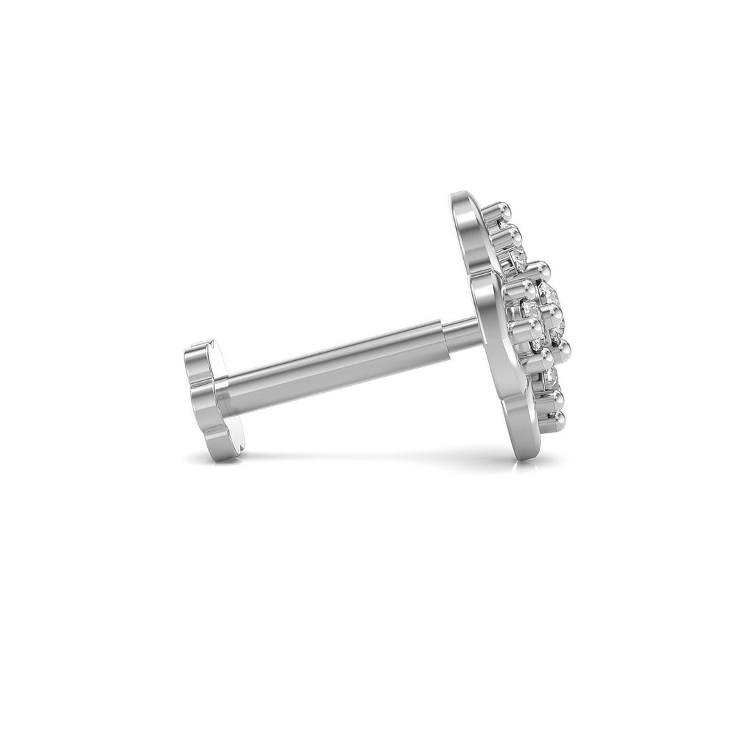 925 sterling silver Petal Nose Pin with cubic zirconia stone Side View#metal_sterling-silver#stone-colour_cubic-zirconia