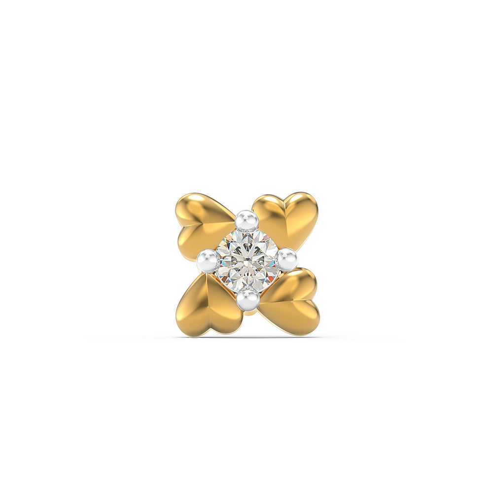 925 sterling silver gold plated Infinite Hearts Nose Pin with cubic zirconia stone Front view#metal_gold-plated#stone-colour_cubic-zirconia