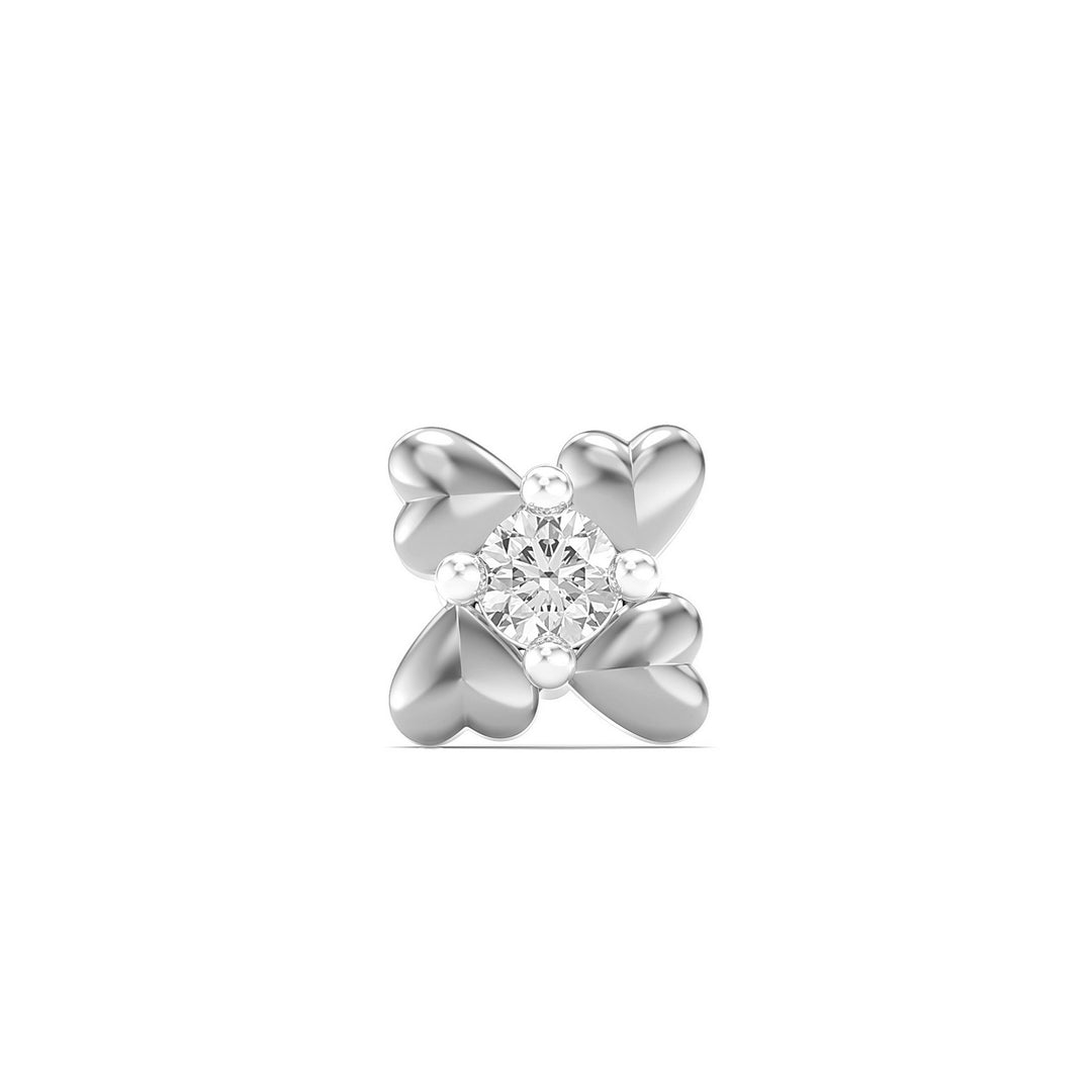 925 sterling silver Infinite Hearts Nose Pin with cubic zirconia stone Front view#metal_sterling-silver#stone-colour_cubic-zirconia