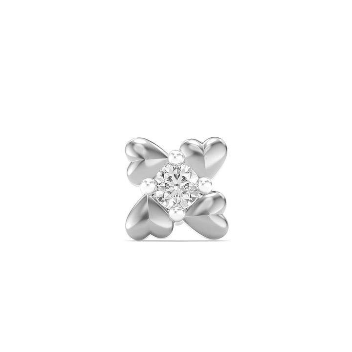 925 sterling silver Infinite Hearts Nose Pin with cubic zirconia stone Front view#metal_sterling-silver#stone-colour_cubic-zirconia