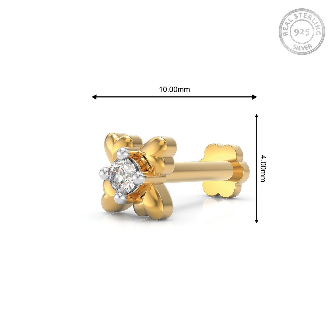 925 sterling silver gold plated Infinite Hearts Nose Pin with cubic zirconia stone Measurement#metal_gold-plated#stone-colour_cubic-zirconia