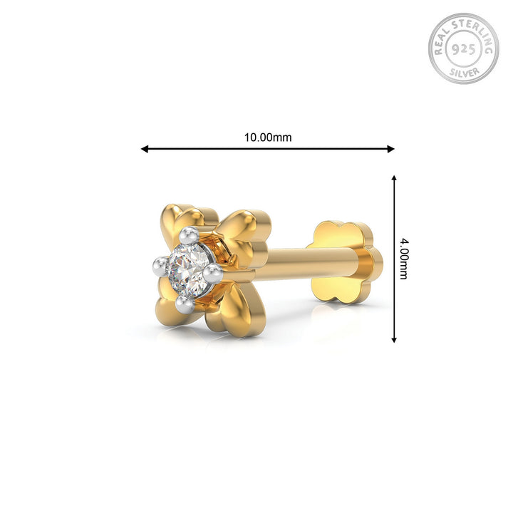 925 sterling silver gold plated Infinite Hearts Nose Pin with cubic zirconia stone Measurement#metal_gold-plated#stone-colour_cubic-zirconia