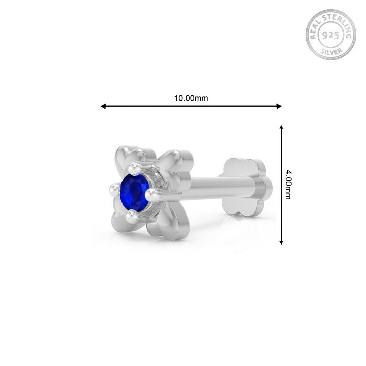 925 sterling silver Infinite Hearts Nose Pin with sapphire blue stone Measurement#metal_sterling-silver#stone-colour_sapphire-blue