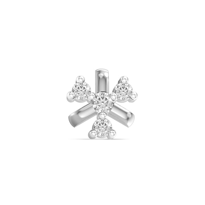 925 sterling silver Celestial Nose Pin with cubic zirconia stone Front view#metal_sterling-silver#stone-colour_cubic-zirconia