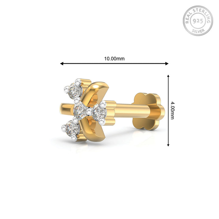 925 sterling silver gold plated Celestial Nose Pin with cubic zirconia stone Measurement#metal_gold-plated#stone-colour_cubic-zirconia