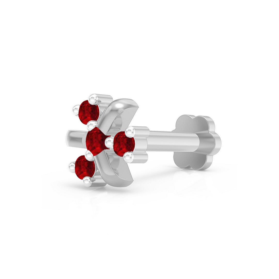 925 sterling silver Celestial Nose Pin with ruby red stone Main view#metal_sterling-silver#stone-colour_ruby-red