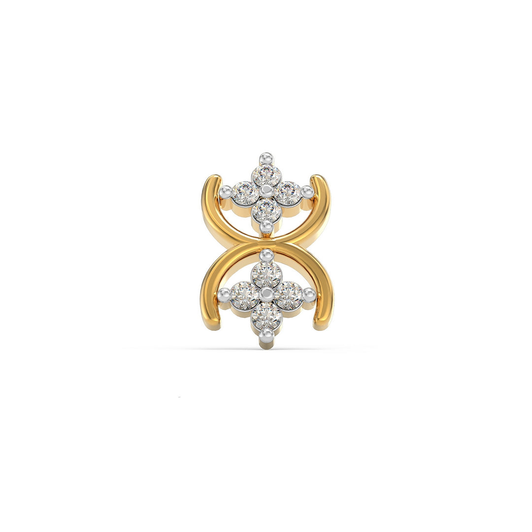 925 sterling silver gold plated Cosmic Nose Pin with cubic zirconia stone Front view#metal_gold-plated#stone-colour_cubic-zirconia